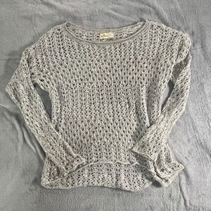 Hollister Y2K Crochet Sweater‎ Gray Open Knit Size L